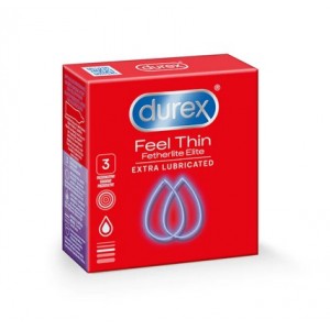 Durex Feel Thin / Fetherlite Elite (dėžutė 3 vnt.)  prezervatyvai